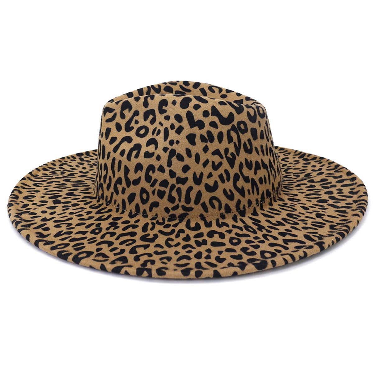 Wide Brim Peach Heart Leopard  Fedora Hat