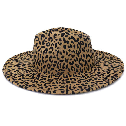 Wide Brim Peach Heart Leopard  Fedora Hat