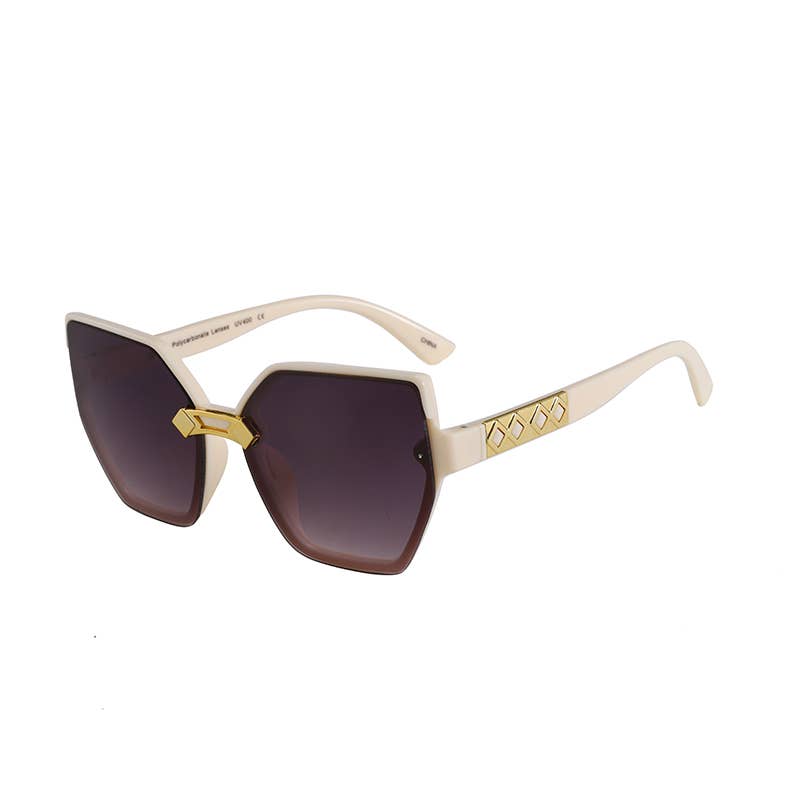 Cateye Frame With Gold Decor Arm Sunglasses F3221