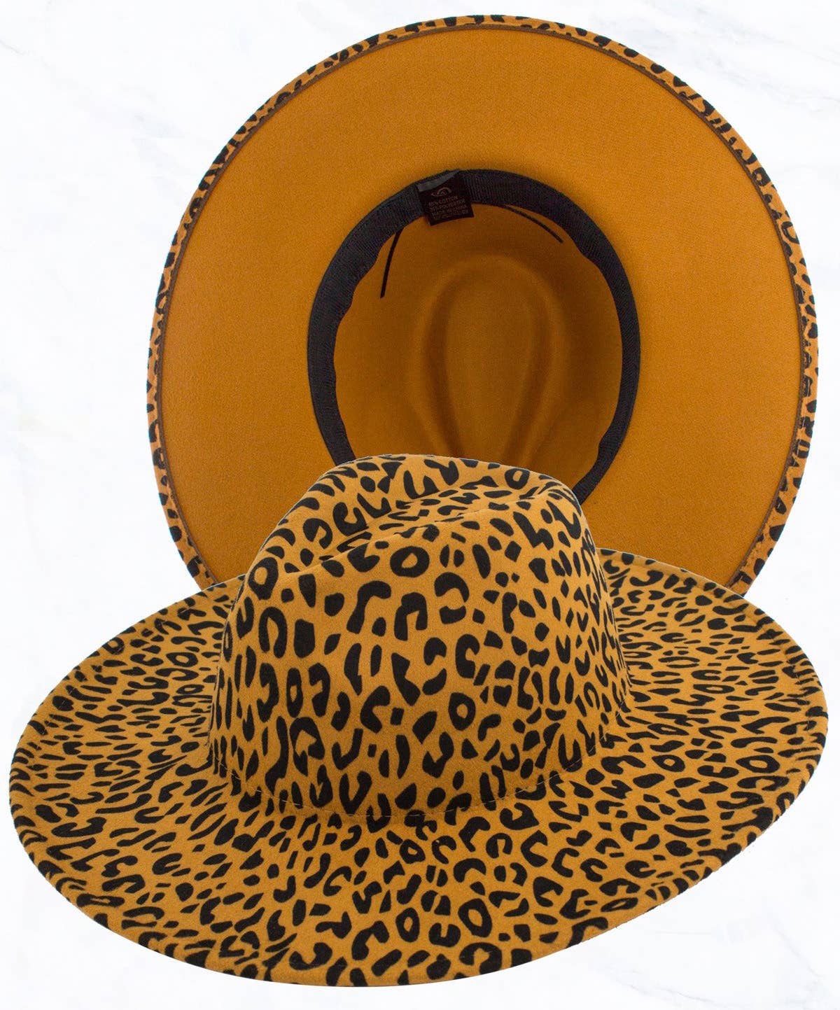 Wide Brim Peach Heart Leopard  Fedora Hat