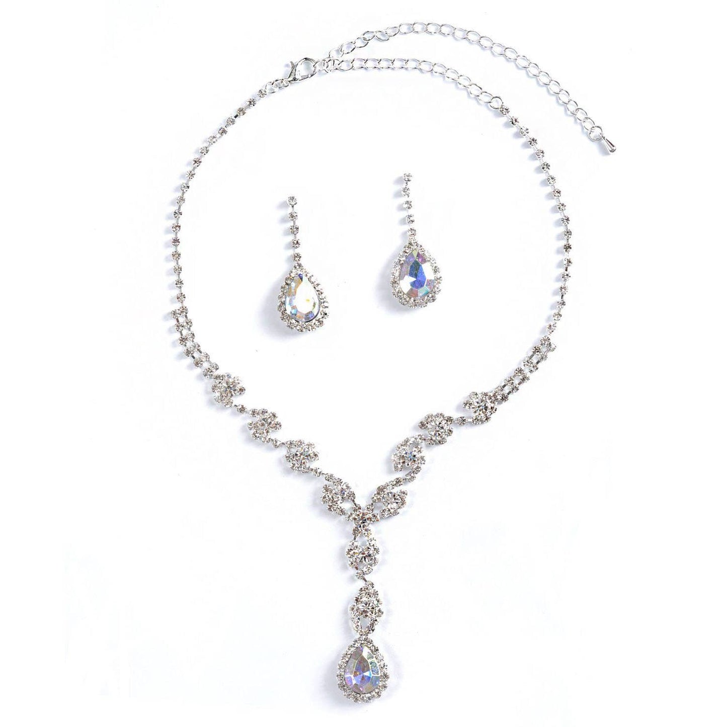 Gold Plated Aurora Borealis Necklace and Earrings Set