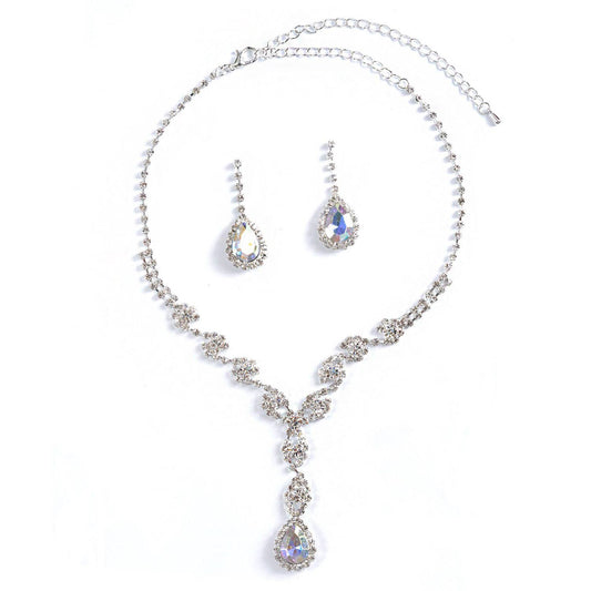 Gold Plated Aurora Borealis Necklace and Earrings Set
