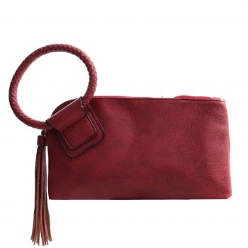 Faux Leather Wristlet Clutch