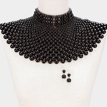 Luxurious Pearl Collar Necklace Set