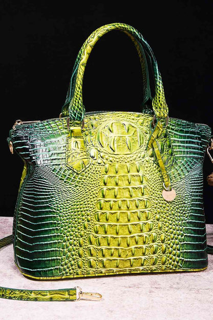 Gradient PU Leather Crocodile Handbag