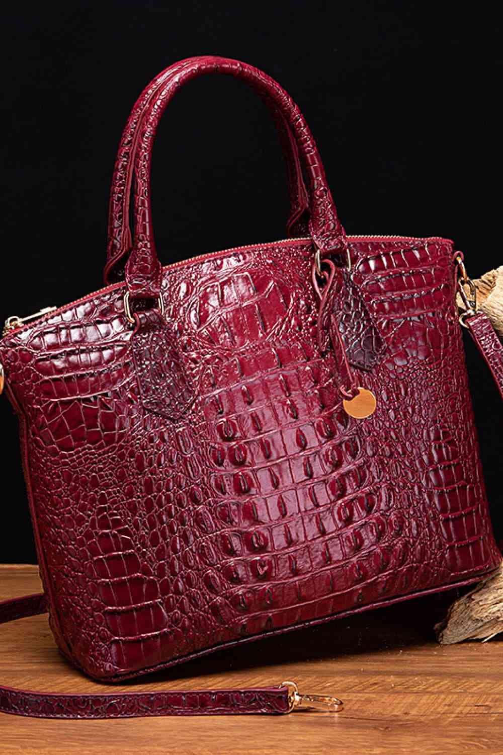 Faux Leather Crocodile Handbag