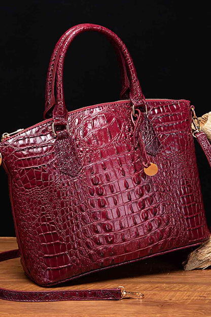 Faux Leather Crocodile Handbag