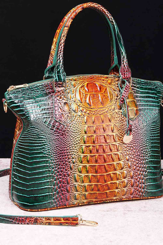 Gradient PU Leather Crocodile Handbag