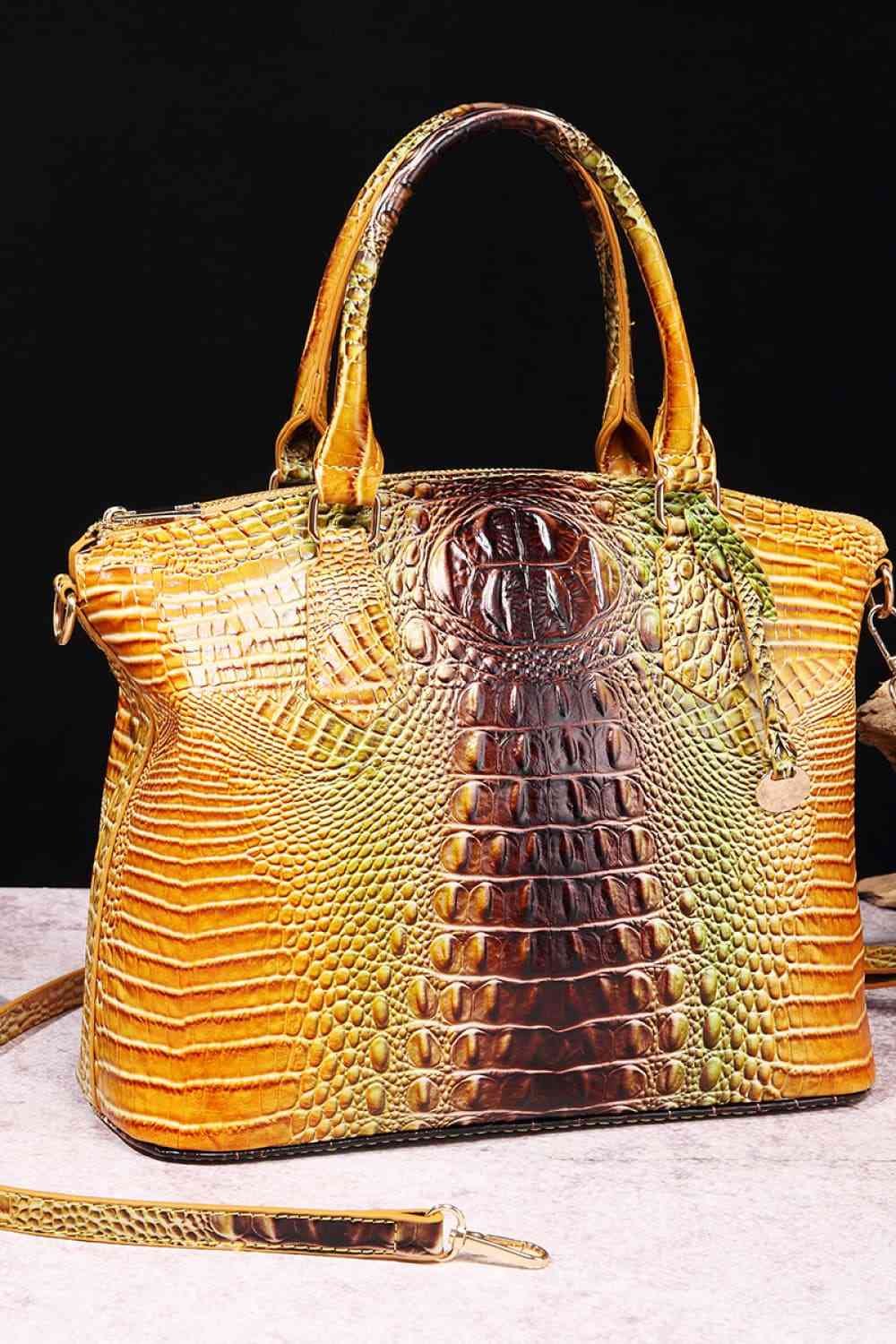 Gradient PU Leather Crocodile Handbag