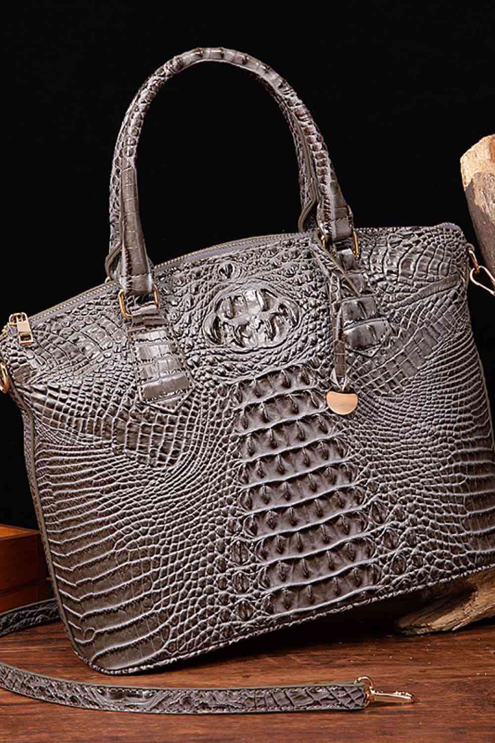 Faux Leather Crocodile Handbag