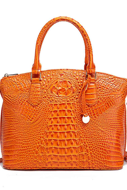 Faux Leather Crocodile Handbag