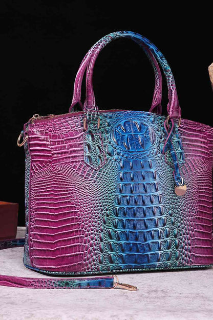 Gradient PU Leather Crocodile Handbag