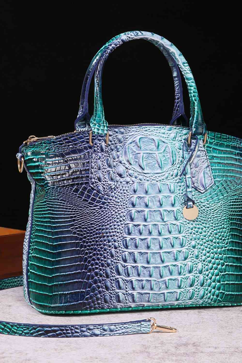 Gradient PU Leather Crocodile Handbag