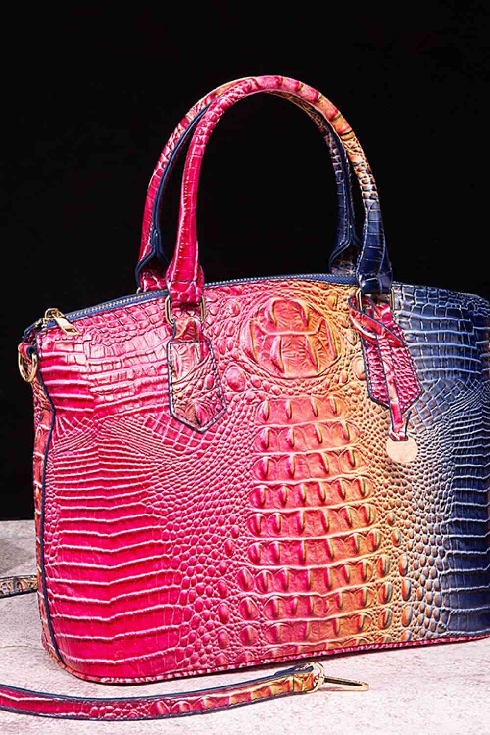 Gradient PU Leather Crocodile Handbag