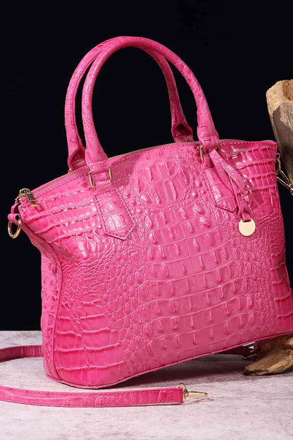 Faux Leather Crocodile Handbag