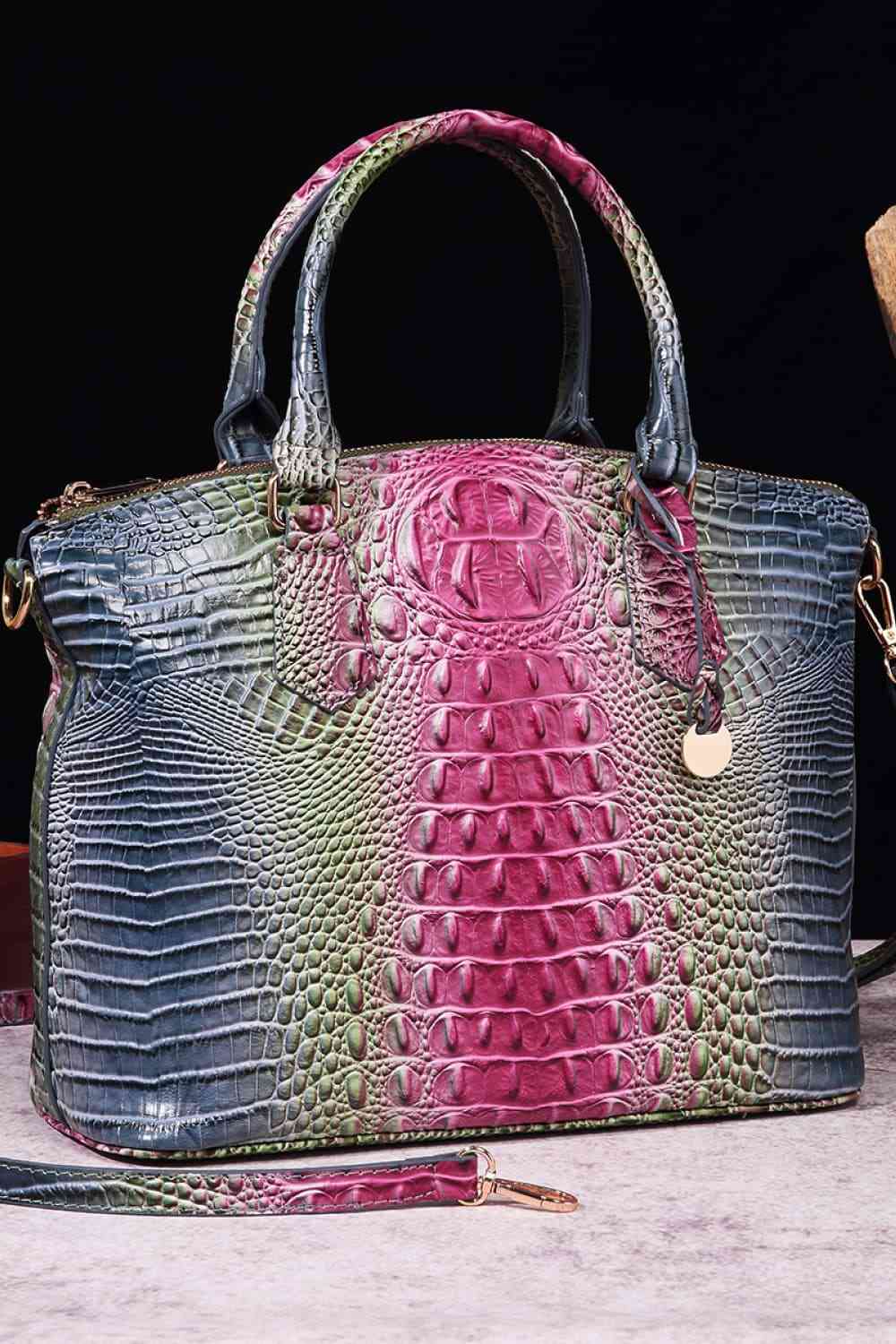 Gradient PU Leather Crocodile Handbag