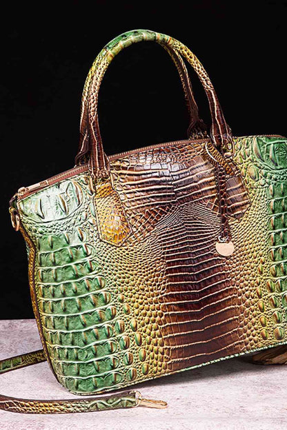 Gradient PU Leather Crocodile Handbag