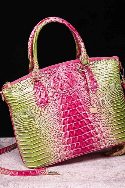 Gradient PU Leather Crocodile Handbag