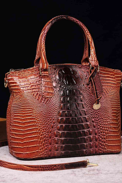 Gradient PU Leather Crocodile Handbag