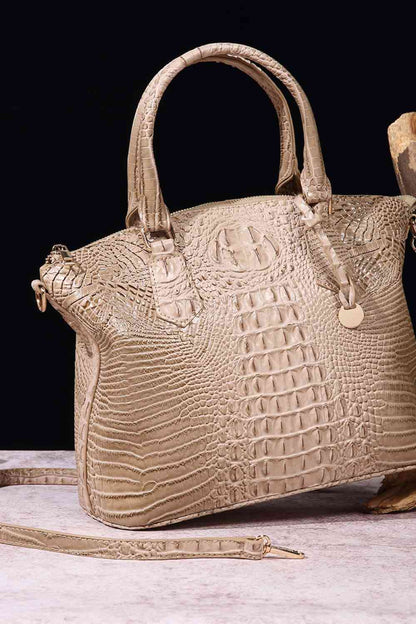 Faux Leather Crocodile Handbag