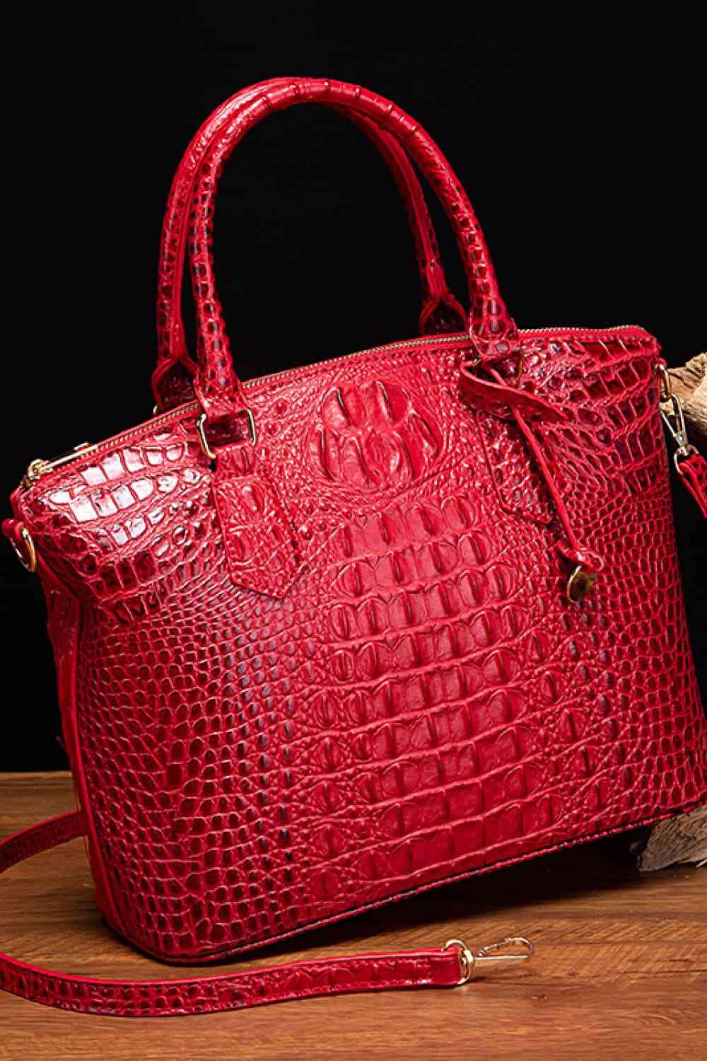 Faux Leather Crocodile Handbag