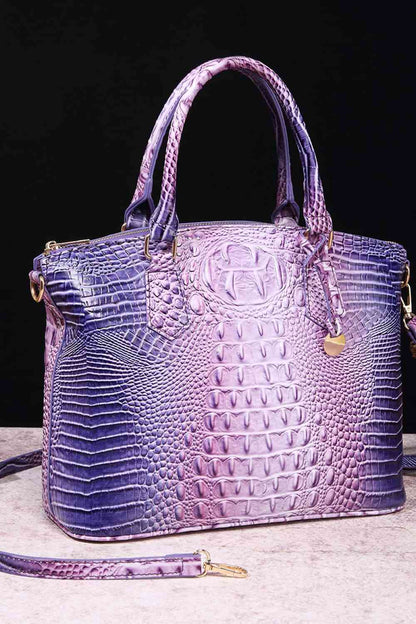 Gradient PU Leather Crocodile Handbag