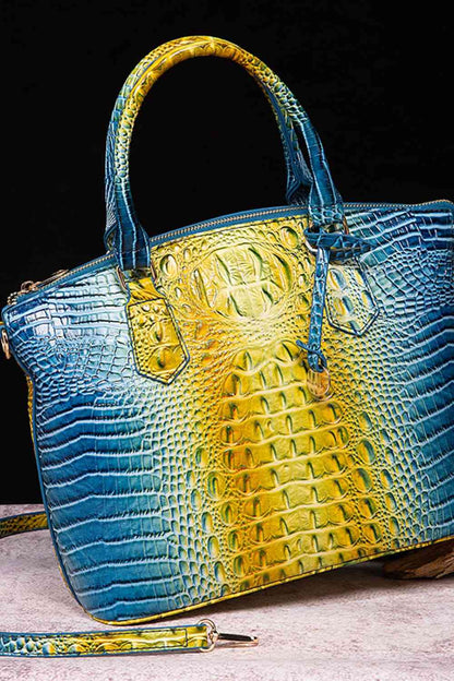 Gradient PU Leather Crocodile Handbag