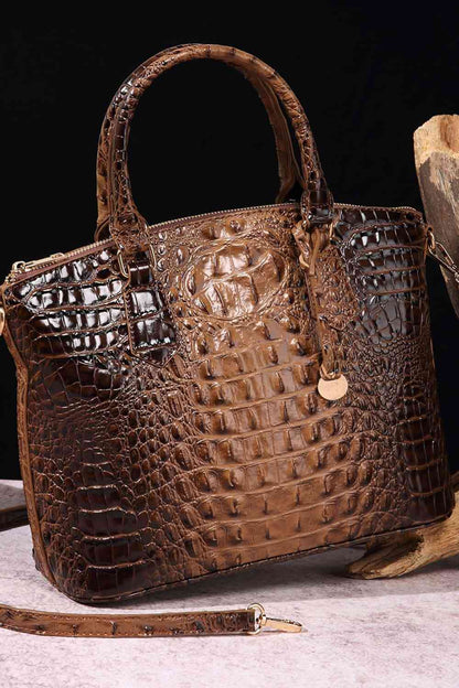 Faux Leather Crocodile Handbag